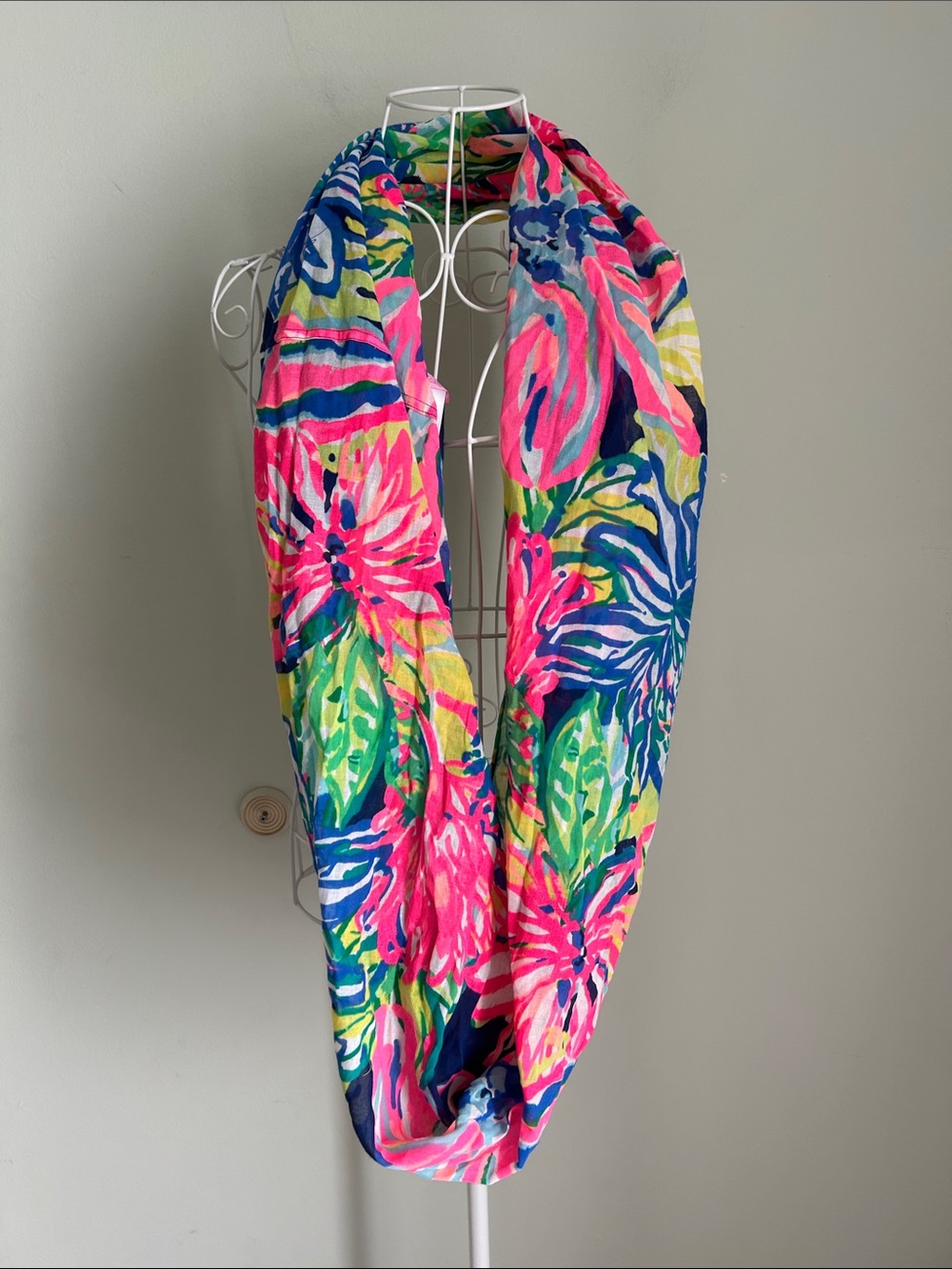Lilly Pulitzer Tropical Floral Infinity Scarf in Pink, Green & Blue